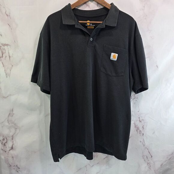 Carhartt Shirt Mens XL Black Polo Original Fit Cotton Button Short Sleeve - Picture 1 of 10